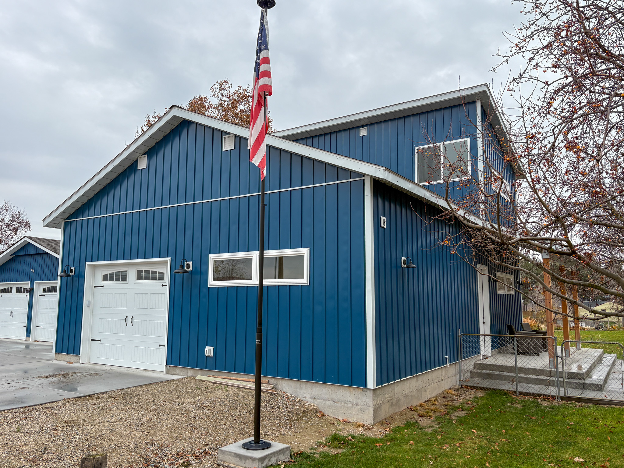 The Emmett woodshop building with upper living area.