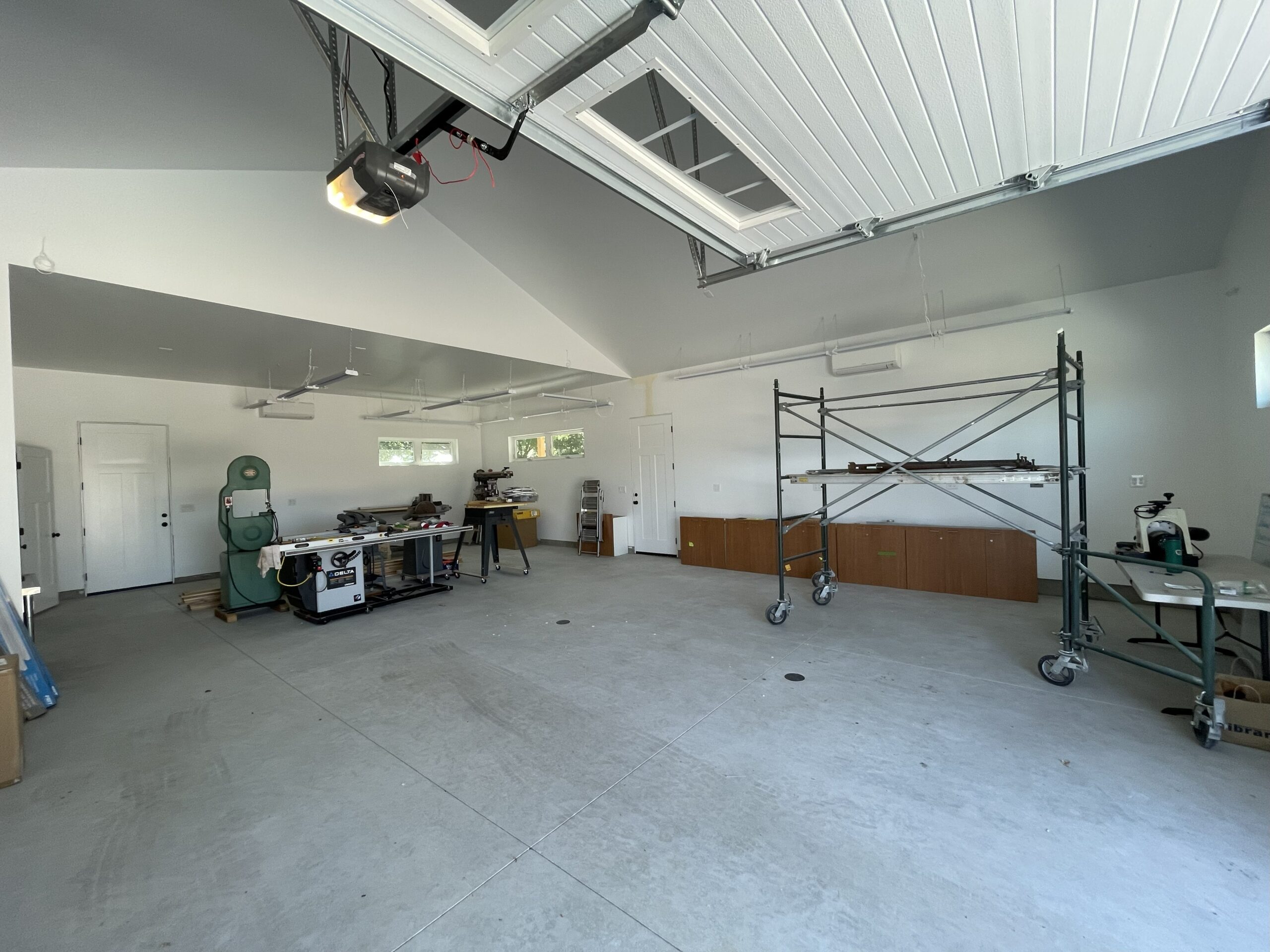 The lower-level woodshop interior.