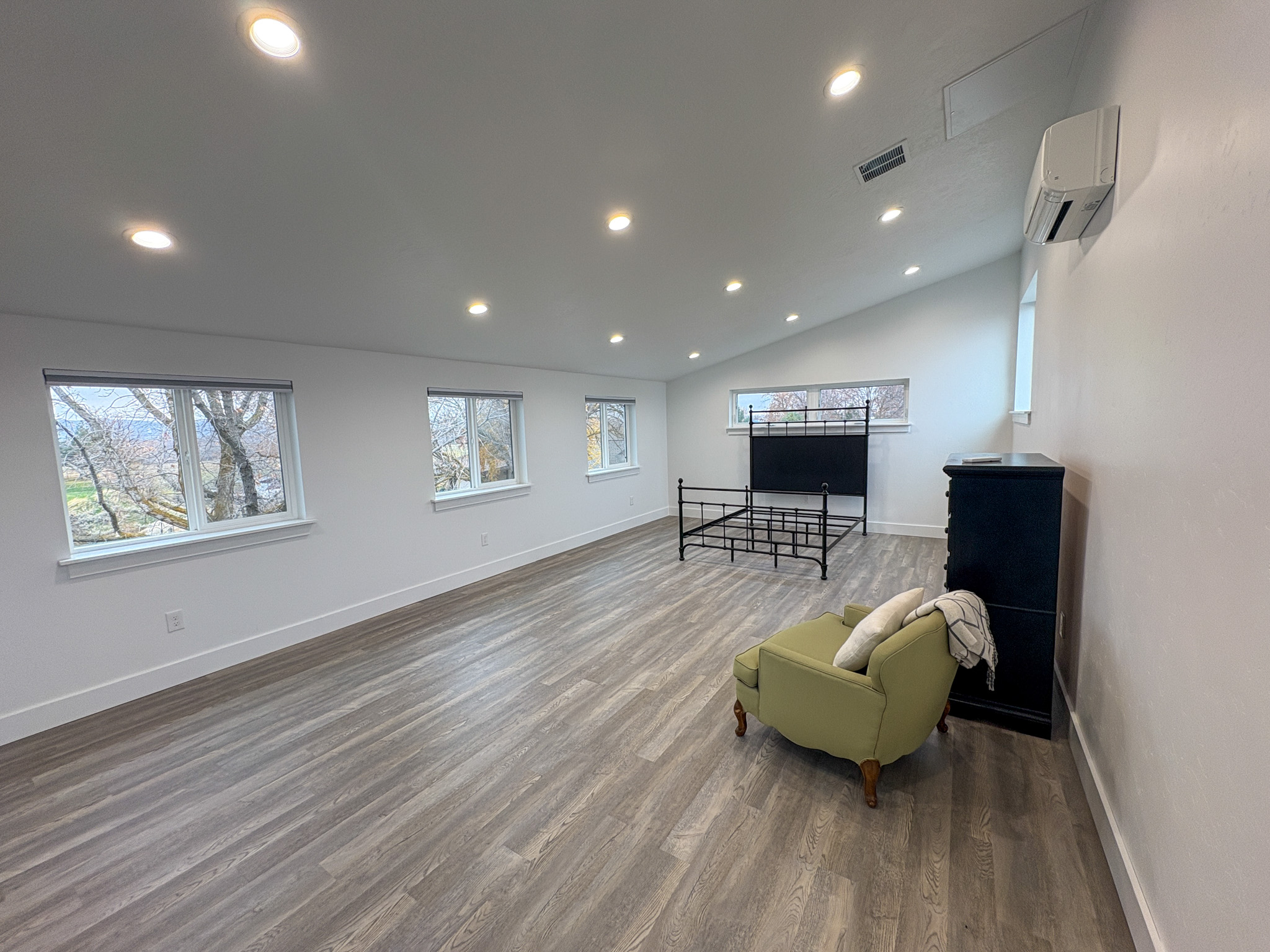 The upper-level living space above the woodshop.